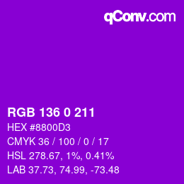 Color code: RGB 136 0 211 | qconv.com