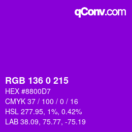 Color code: RGB 136 0 215 | qconv.com