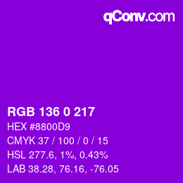 Color code: RGB 136 0 217 | qconv.com