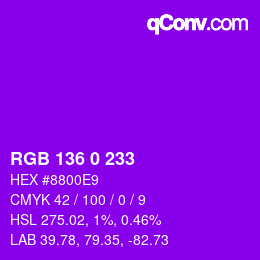 Color code: RGB 136 0 233 | qconv.com