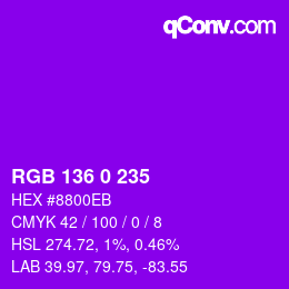 Color code: RGB 136 0 235 | qconv.com