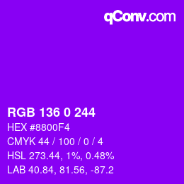 Color code: RGB 136 0 244 | qconv.com
