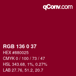 Color code: RGB 136 0 37 | qconv.com