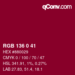 Color code: RGB 136 0 41 | qconv.com