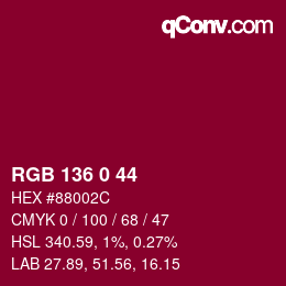 Color code: RGB 136 0 44 | qconv.com