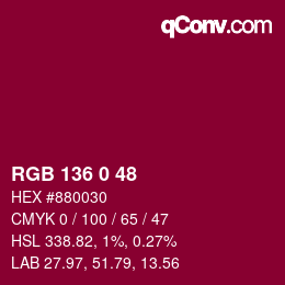 Color code: RGB 136 0 48 | qconv.com