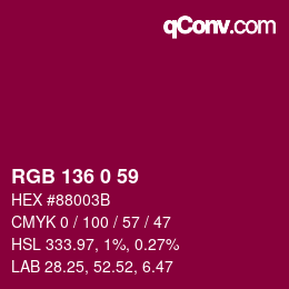 Color code: RGB 136 0 59 | qconv.com
