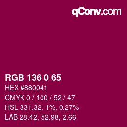 Color code: RGB 136 0 65 | qconv.com