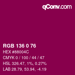 Color code: RGB 136 0 76 | qconv.com
