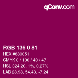Color code: RGB 136 0 81 | qconv.com