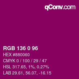 Color code: RGB 136 0 96 | qconv.com