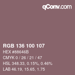Color code: RGB 136 100 107 | qconv.com
