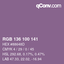Color code: RGB 136 100 141 | qconv.com