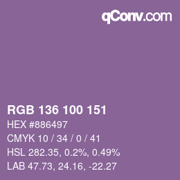 Color code: RGB 136 100 151 | qconv.com