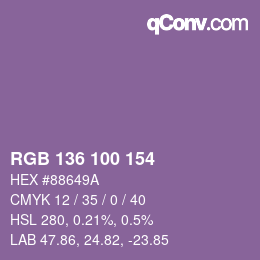 Color code: RGB 136 100 154 | qconv.com