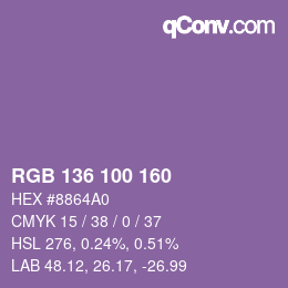 Color code: RGB 136 100 160 | qconv.com