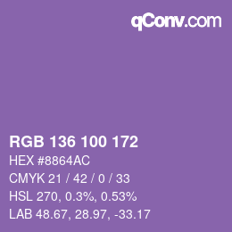 Color code: RGB 136 100 172 | qconv.com