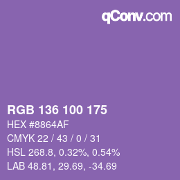 Color code: RGB 136 100 175 | qconv.com