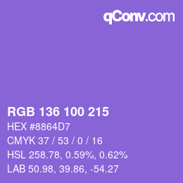 Color code: RGB 136 100 215 | qconv.com