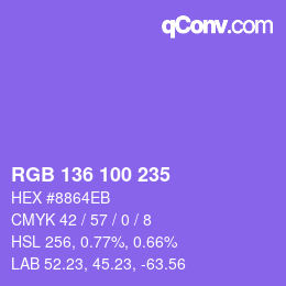 Color code: RGB 136 100 235 | qconv.com