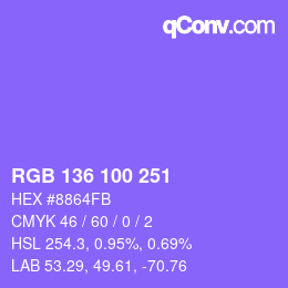 Color code: RGB 136 100 251 | qconv.com