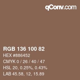 Color code: RGB 136 100 82 | qconv.com