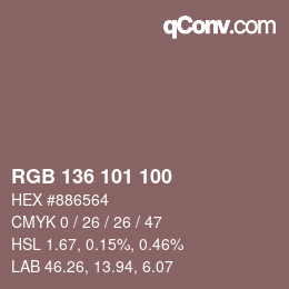 Color code: RGB 136 101 100 | qconv.com
