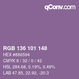 Color code: RGB 136 101 148 | qconv.com