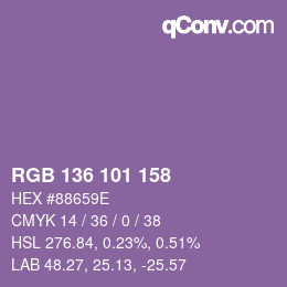 Color code: RGB 136 101 158 | qconv.com