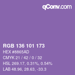 Color code: RGB 136 101 173 | qconv.com