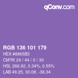 Color code: RGB 136 101 179 | qconv.com