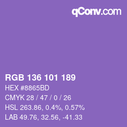 Color code: RGB 136 101 189 | qconv.com