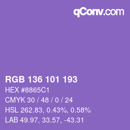 Color code: RGB 136 101 193 | qconv.com