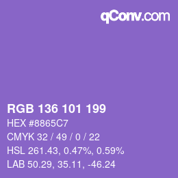 カラーコード: RGB 136 101 199 | qconv.com