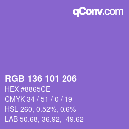 Color code: RGB 136 101 206 | qconv.com