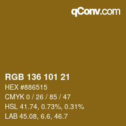 Color code: RGB 136 101 21 | qconv.com