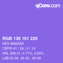 Color code: RGB 136 101 229 | qconv.com