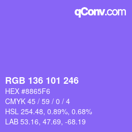 Color code: RGB 136 101 246 | qconv.com