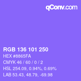 Color code: RGB 136 101 250 | qconv.com