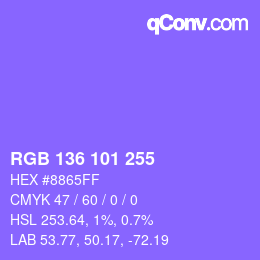Color code: RGB 136 101 255 | qconv.com