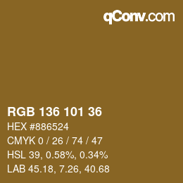 Color code: RGB 136 101 36 | qconv.com