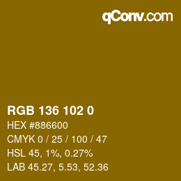 Color code: RGB 136 102 0 | qconv.com