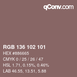 Color code: RGB 136 102 101 | qconv.com