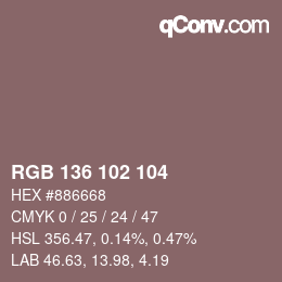 カラーコード: RGB 136 102 104 | qconv.com