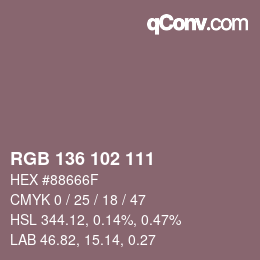 Color code: RGB 136 102 111 | qconv.com