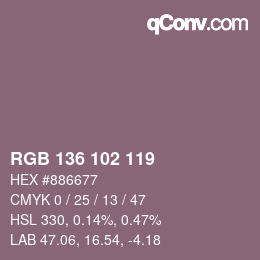 Color code: RGB 136 102 119 | qconv.com