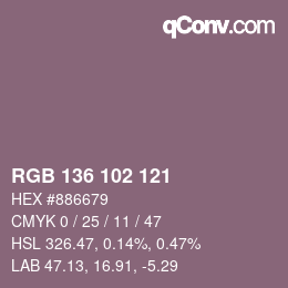 Color code: RGB 136 102 121 | qconv.com