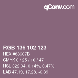 Color code: RGB 136 102 123 | qconv.com