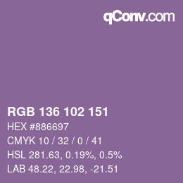 Color code: RGB 136 102 151 | qconv.com