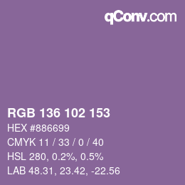 Color code: RGB 136 102 153 | qconv.com